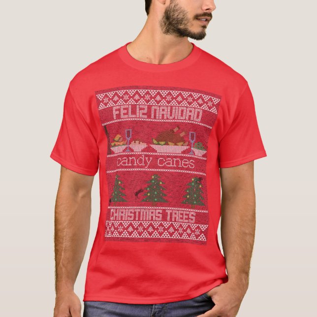 Feliznavidad Bonbons und Christbaumen T-Shirt (Vorderseite)