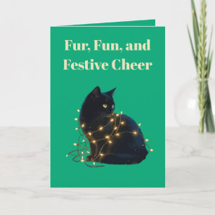 Fell, Spaß und festliche Freude Schwarze Katze ver Karte