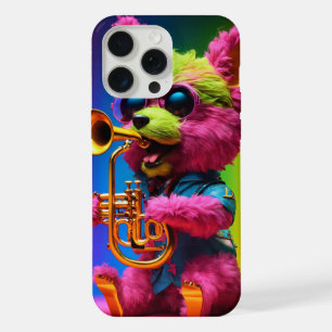 Felliger musikalischer Hund, der ein Trompeten-Han iPhone 15 Pro Max Hülle