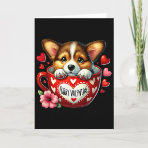 Felliger Valentinstag Süßer Corgi-Welpe Liebe  Karte