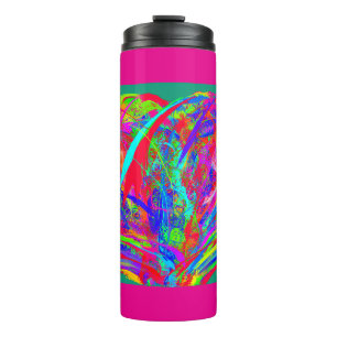 Fellregenbogenfarbene Blume Thermotasse Thermosbecher