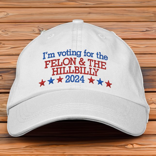 Felon und Hillbilly Funny Trump Vance 2024 Bestickte Baseballkappe (funny trump quote hat trump vance felon hillbilly)