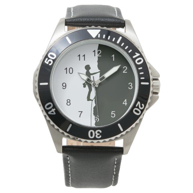 Fels, Bergsteiger Kletterer Silhouette Armbanduhr (Vorderseite)