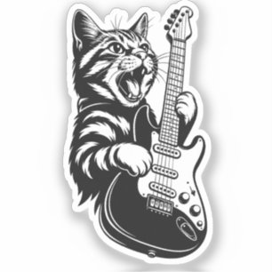 Fels Katz spielt elektrische Gitarre Coole Musik Aufkleber