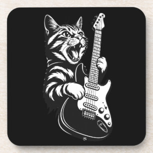 Fels Katz spielt elektrische Gitarre Coole Musik Getränkeuntersetzer