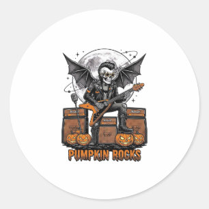 Fels-Kürbisschädel Vintage-Stickerei Halloween-Shi Runder Aufkleber