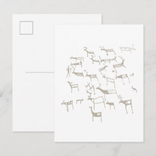 Fels Petroglyphe Alte Europäische Hirschjagd Postkarte