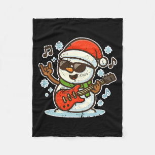 Fels Schneemann mit Gitarre Premium Tri-blend Fleecedecke