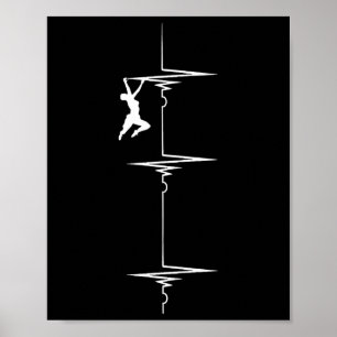 Fels-Wand-Kletterer-Herzschlag-Ekg-Puls-Boulder-M Poster