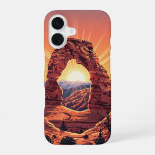 Felsarche Vintage bei Sonnenuntergang iPhone 16 Hülle