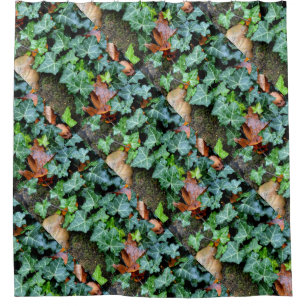 Felsblöcke, Efeu, Gartenwand, botanische Dekoratio Duschvorhang