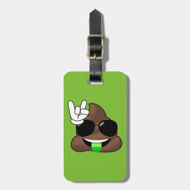 Felsen auf Emoji kacken Gepäckanhänger (Vorderseite vertikal)