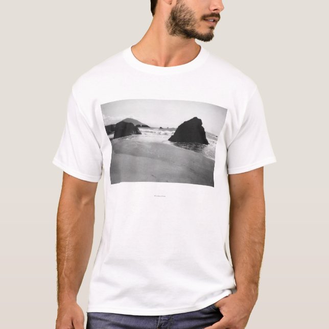 Felsen entlang Strand am Hafen Orford, Oregon T-Shirt (Vorderseite)