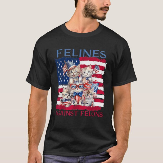 Felsen gegen Felons Funny Niedlich Cats American F T-Shirt (Vorderseite)