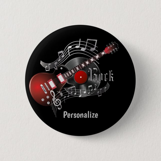 Felsen-Gitarre - Rot Button (Vorderseite)