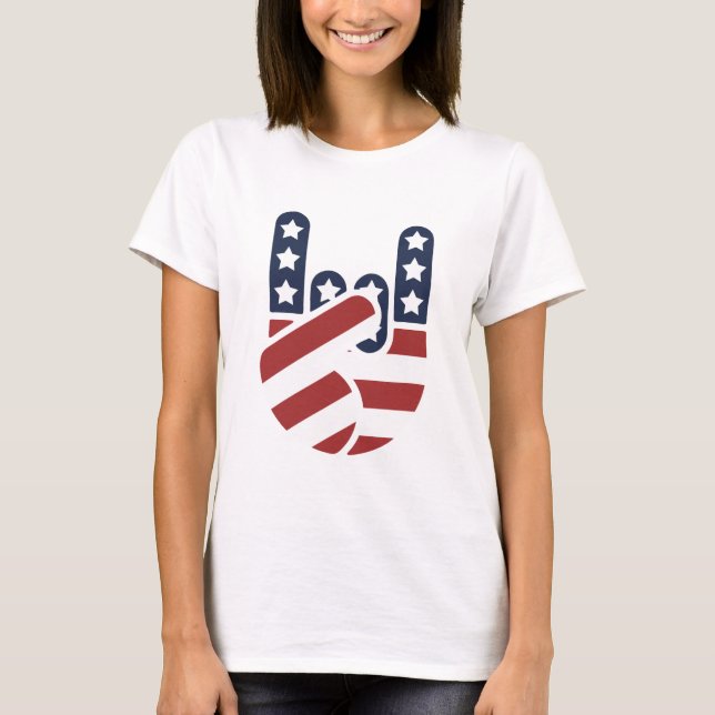 Felsen-Hand USA T-Shirt (Vorderseite)