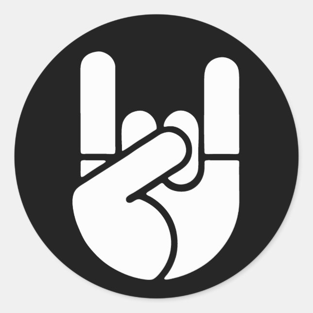 Felsen-HandSchablone Runder Aufkleber (Vorderseite)