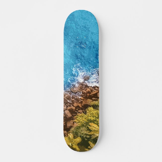 Felsen im Meer, über Sicht 1 Skateboard (Vorne)