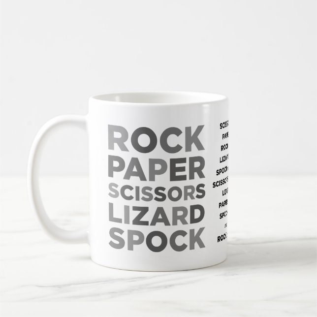 Felsen-Papierschere-Eidechse Spock Tasse mit (Links)