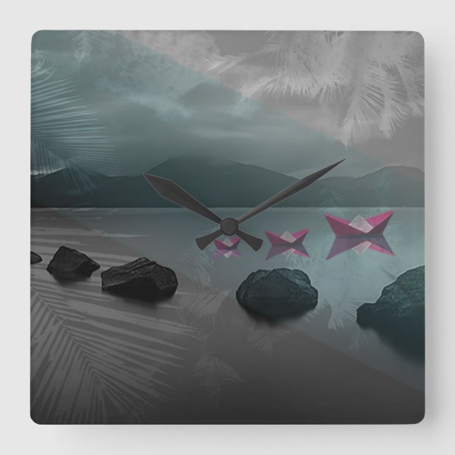 Felsen Quadratische Wanduhr (Vorderseite)