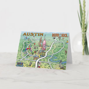 Felsen-Texas-Spaß-Karte Austins runde Karte