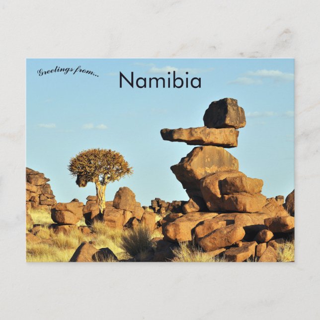 Felsen und Bäume in Namibia Postkarte (Vorderseite)