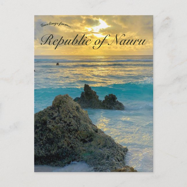 Felsen und Wellen in Nauru Postkarte (Vorderseite)