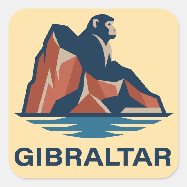 Felsen von Gibraltar Quadratischer Aufkleber (Vorderseite)