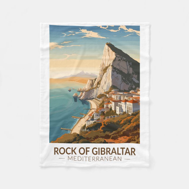 Felsen von Gibraltar Reisen Kunst Vintag Fleecedecke (Vorderseite)