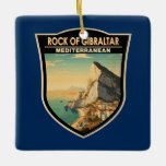 Felsen von Gibraltar Reisen Kunst Vintag Keramikornament<br><div class="desc">Felsen von Gibraltar im Stil der Vektorkunst. Der Felsen von Gibraltar ist ein monolithischer Kalksteinvorsprung,  der sich auf der iberischen Halbinsel im britischen Gebiet von Gibraltar,  in der Nähe der südwestlichen Spitze Europas,  befindet.</div>