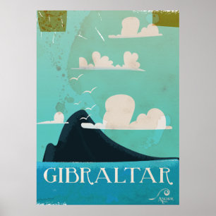 Felsen von Gibraltar Vintage-Reiseposter Poster