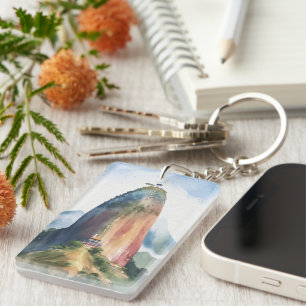 Felsen von Guatape El Penon Kolumbien Wasserfarbe Schlüsselanhänger