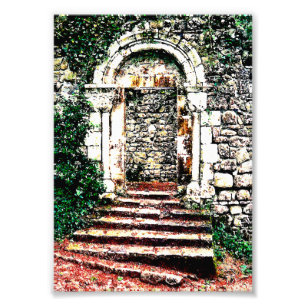 Felseneingang und -treppe im maurischen Schloss Fotodruck