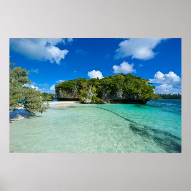 Felseninsel am Strand Poster (Vorne)