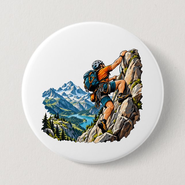 Felsenkletter-Abenteuer für Bergsteiger Button (Vorderseite)