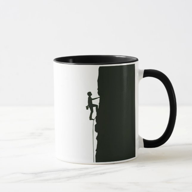 Felsenkletterer Bergsteiger Silhouette Tasse (Rechts)