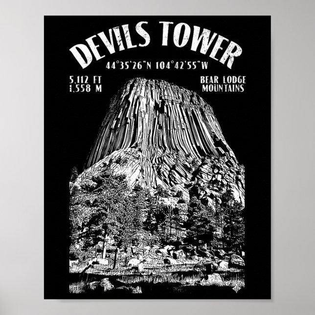 Felsenklettern Kletterer Devils Tower Bear Lodge K Poster (Vorne)