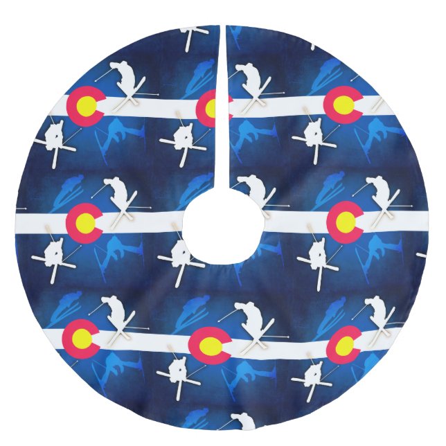 Felsenrockner der Colorado-Flagge Polyester Weihnachtsbaumdecke (Vorderseite)