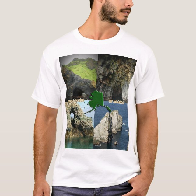 Felsformationen und Höhlen in Alaska Collage T-Shirt (Vorderseite)