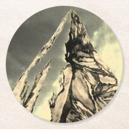 Felsiger Gebirgshohes Untersetzer-Set Runder Pappuntersetzer