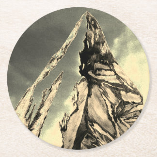 Felsiger Gebirgshohes Untersetzer-Set Runder Pappuntersetzer