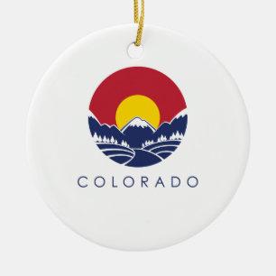 Felsiger GebirgsStaats-Flagge Colorados Keramik Ornament