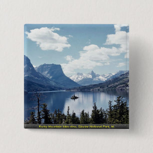 Felsiges Mountainseeansicht, Glacier Nationalpark, Button