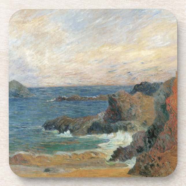Felsküste von Paul Gauguin, Vintager Impressionism Getränkeuntersetzer (Vorderseite)