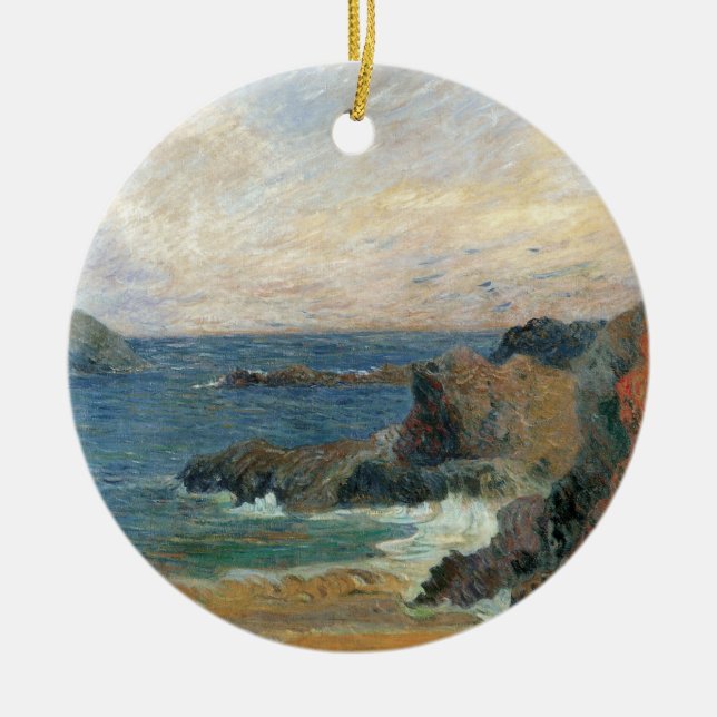 Felsküste von Paul Gauguin, Vintager Impressionism Keramikornament (Vorne)