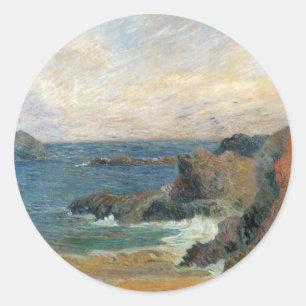 Felsküste von Paul Gauguin, Vintager Impressionism Runder Aufkleber