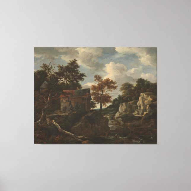 Felslandschaft, Jacob Isaacksz. van Ruisdael, Leinwanddruck (Vorderseite)