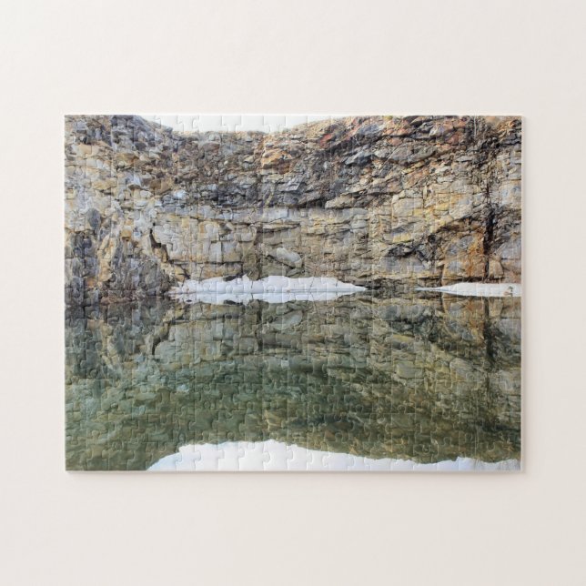 Felswand Reflektionen im Teich 3 Natur Puzzle (Horizontal)