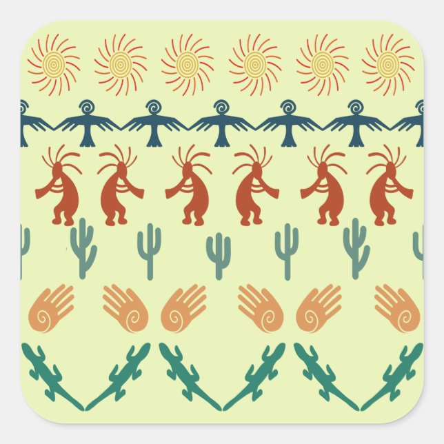 Felszeichnungen der südwestamerikanischen Indianer Quadratischer Aufkleber (Vorderseite)