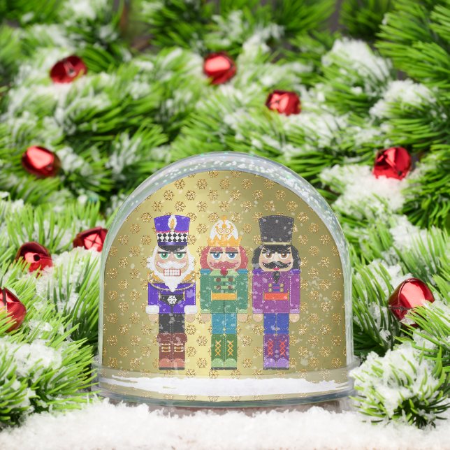 Felt Look Nutcracker Soldiers Faux Gold Glitter Schneekugeln (Weihnachten)